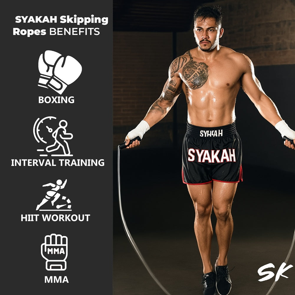 A man training hard with Syakah Weighted Skipping Rope