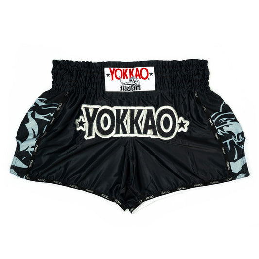 Original Muay Thai Shorts Silver YOKKAO - Black