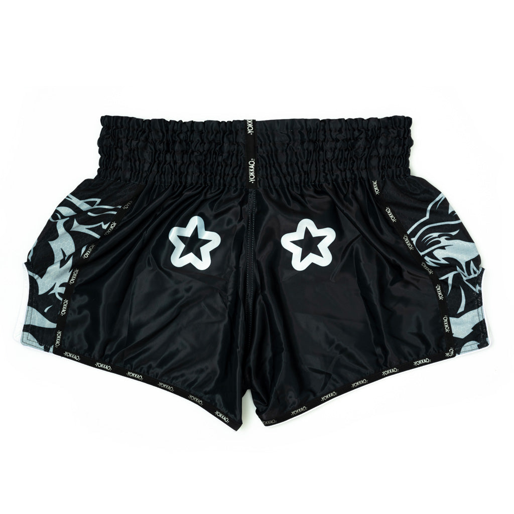 Original Muay Thai Shorts Silver YOKKAO - Black