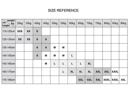 Syakah Muay Thai Short Size Table