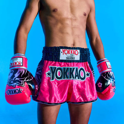 Original Muay Thai Shorts Silver YOKKAO - Magenta