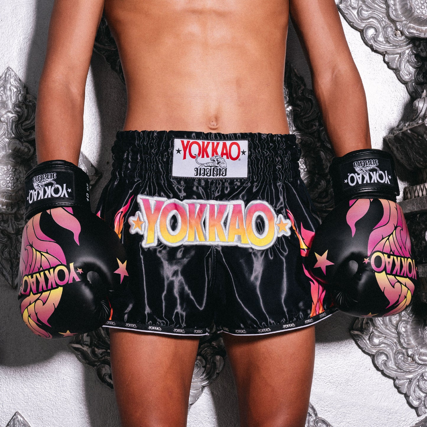 The Flame Muay Thai Shorts YOKKAO - Black