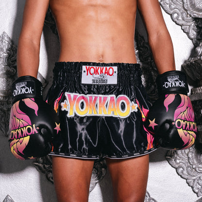 The Flame Muay Thai Shorts YOKKAO - Black