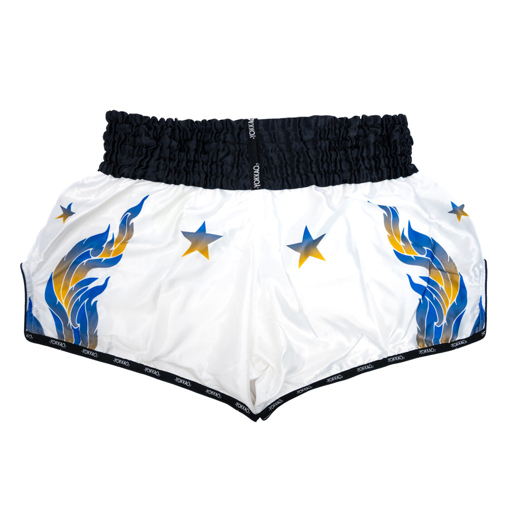 The Flame Muay Thai Shorts YOKKAO - White